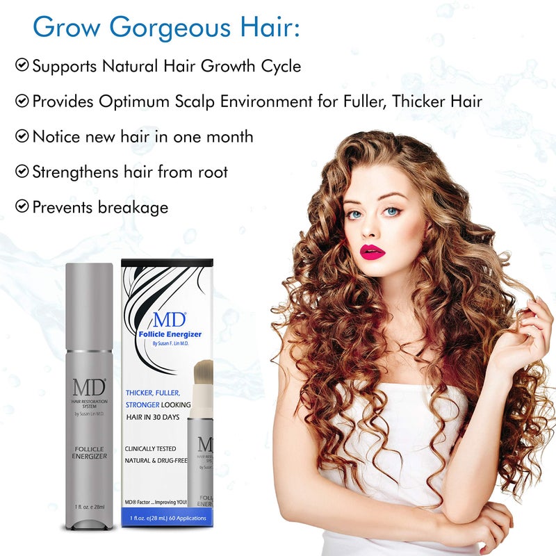 MD suero natural para el crecimiento del cabello | Follicle Energizer Serum: evita el adelgazamiento del cabello y la pÃ©rdida de cabello al estimular los folÃ­culos capilares para producir un ca - Image 4